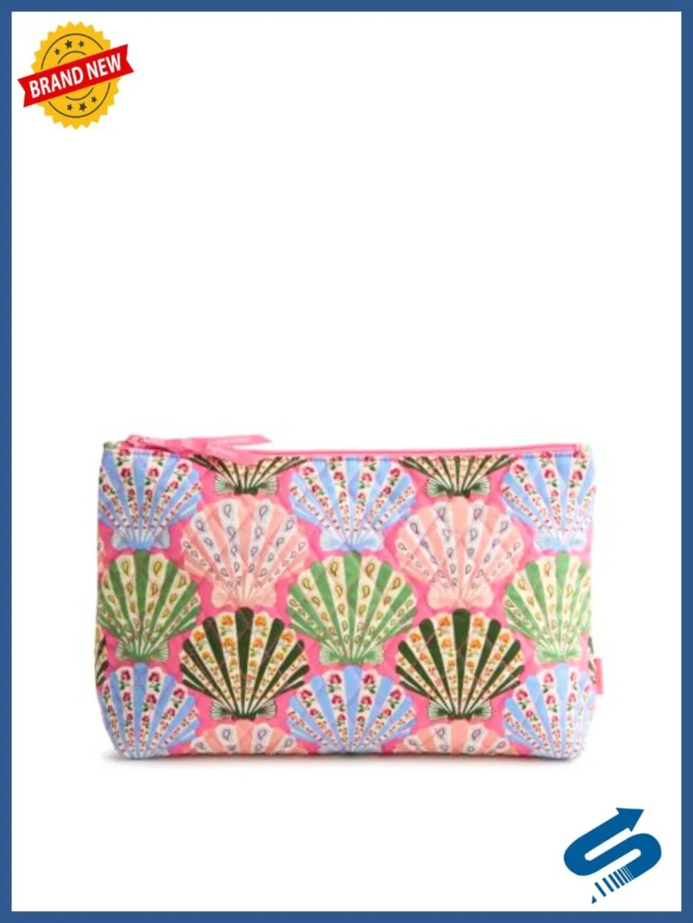Large Cotton Cosmetic Pouch with Zipper Closure